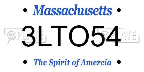 3LTO54 Massachusetts License Plate