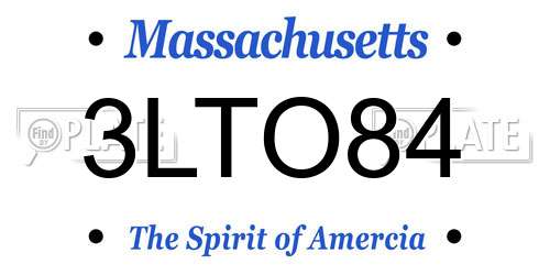 3LTO84 Massachusetts License Plate