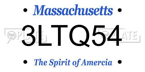 3LTQ54 Massachusetts License Plate