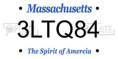 3LTQ84 Massachusetts License Plate