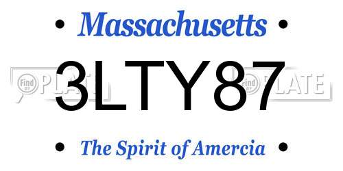 3LTY87 Massachusetts License Plate
