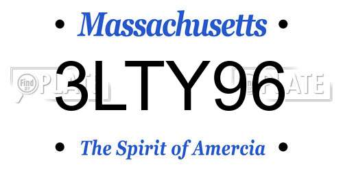 3LTY96 Massachusetts License Plate