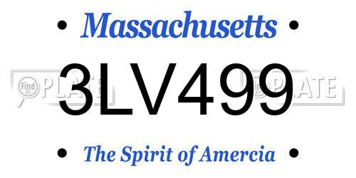 3LV499 Massachusetts License Plate