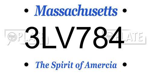 3LV784 Massachusetts License Plate