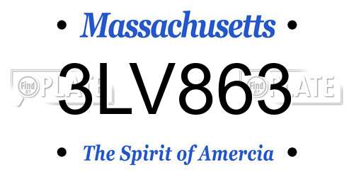 3LV863 Massachusetts License Plate