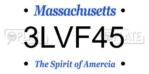 3LVF45 Massachusetts License Plate