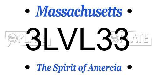 3LVL33 Massachusetts License Plate