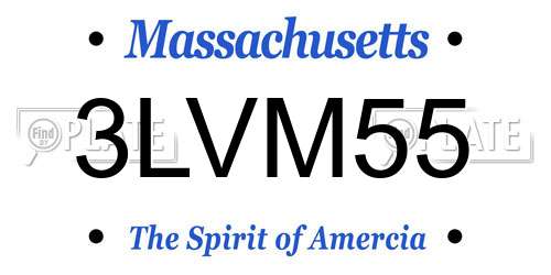 3LVM55 Massachusetts License Plate