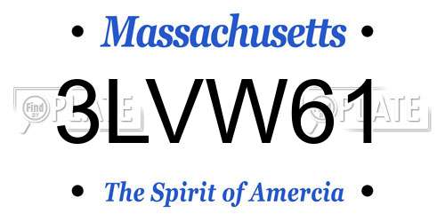 3LVW61 Massachusetts License Plate