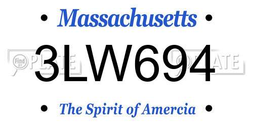 3LW694 Massachusetts License Plate
