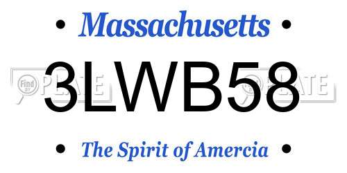 3LWB58 Massachusetts License Plate