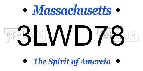 3LWD78 Massachusetts License Plate