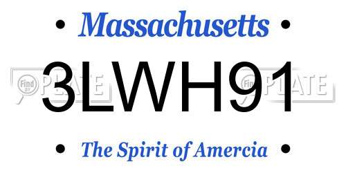 3LWH91 Massachusetts License Plate
