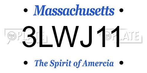 3LWJ11 Massachusetts License Plate