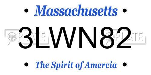 3LWN82 Massachusetts License Plate