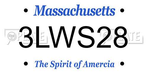 3LWS28 Massachusetts License Plate
