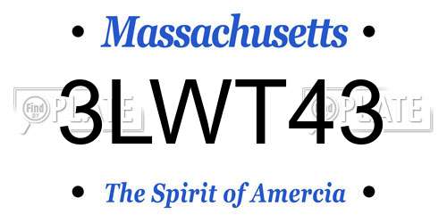 3LWT43 Massachusetts License Plate