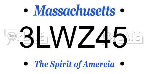 3LWZ45 Massachusetts License Plate