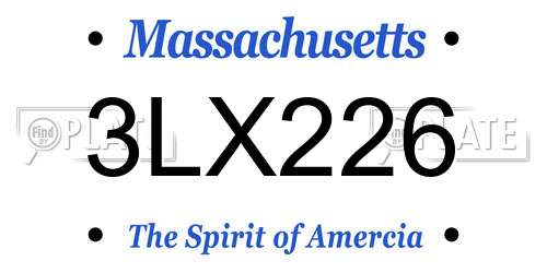 3LX226 Massachusetts License Plate