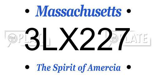 3LX227 Massachusetts License Plate