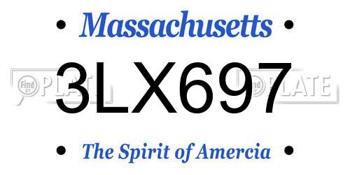 3LX697 Massachusetts License Plate