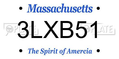 3LXB51 Massachusetts License Plate