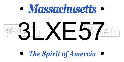 3LXE57 Massachusetts License Plate