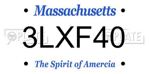 3LXF40 Massachusetts License Plate