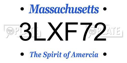 3LXF72 Massachusetts License Plate