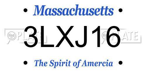 3LXJ16 Massachusetts License Plate