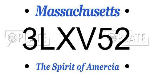3LXV52 Massachusetts License Plate