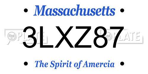 3LXZ87 Massachusetts License Plate