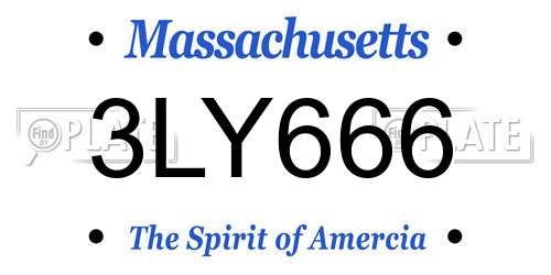 3LY666 Massachusetts License Plate