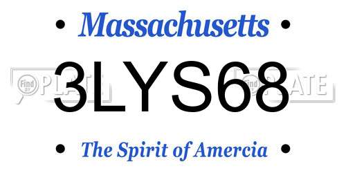 3LYS68 Massachusetts License Plate