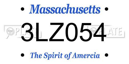 3LZ054 Massachusetts License Plate