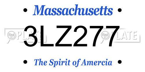 3LZ277 Massachusetts License Plate