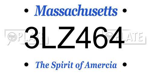 3LZ464 Massachusetts License Plate