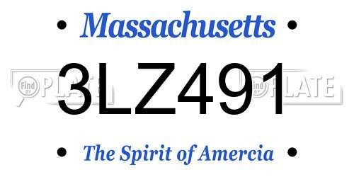 3LZ491 Massachusetts License Plate