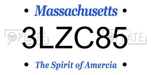 3LZC85 Massachusetts License Plate