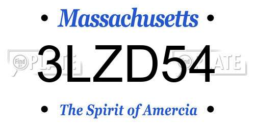 3LZD54 Massachusetts License Plate