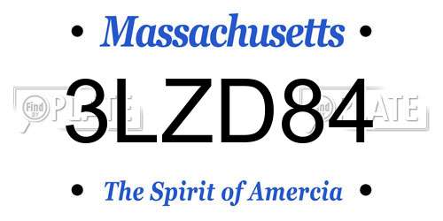 3LZD84 Massachusetts License Plate