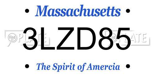 3LZD85 Massachusetts License Plate