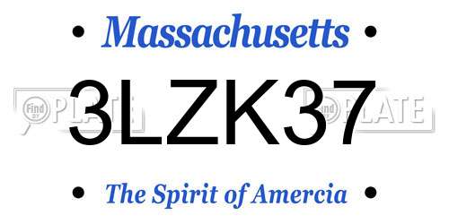 3LZK37 Massachusetts License Plate