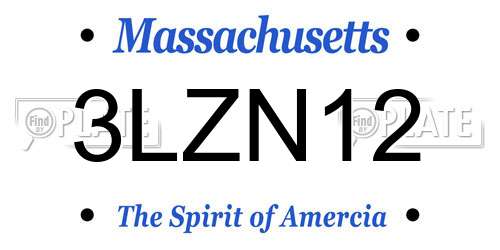 3LZN12 Massachusetts License Plate