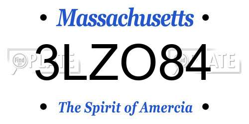 3LZO84 Massachusetts License Plate