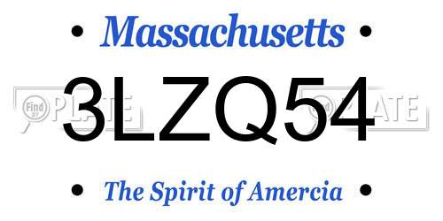 3LZQ54 Massachusetts License Plate