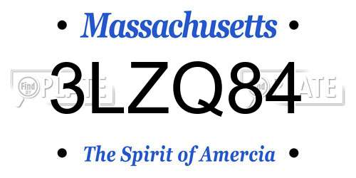 3LZQ84 Massachusetts License Plate