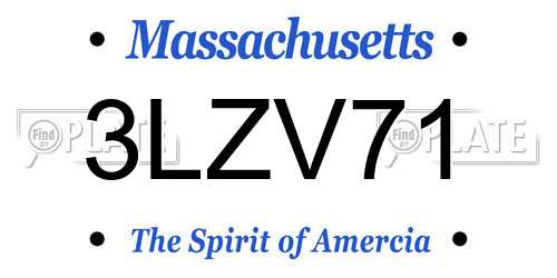 3LZV71 Massachusetts License Plate