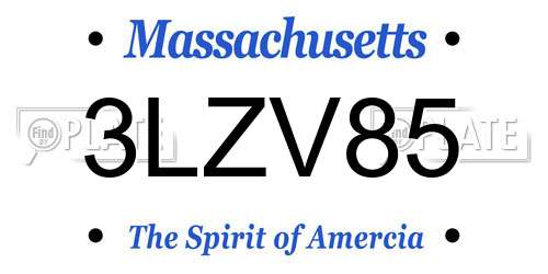3LZV85 Massachusetts License Plate