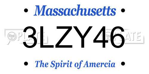 3LZY46 Massachusetts License Plate